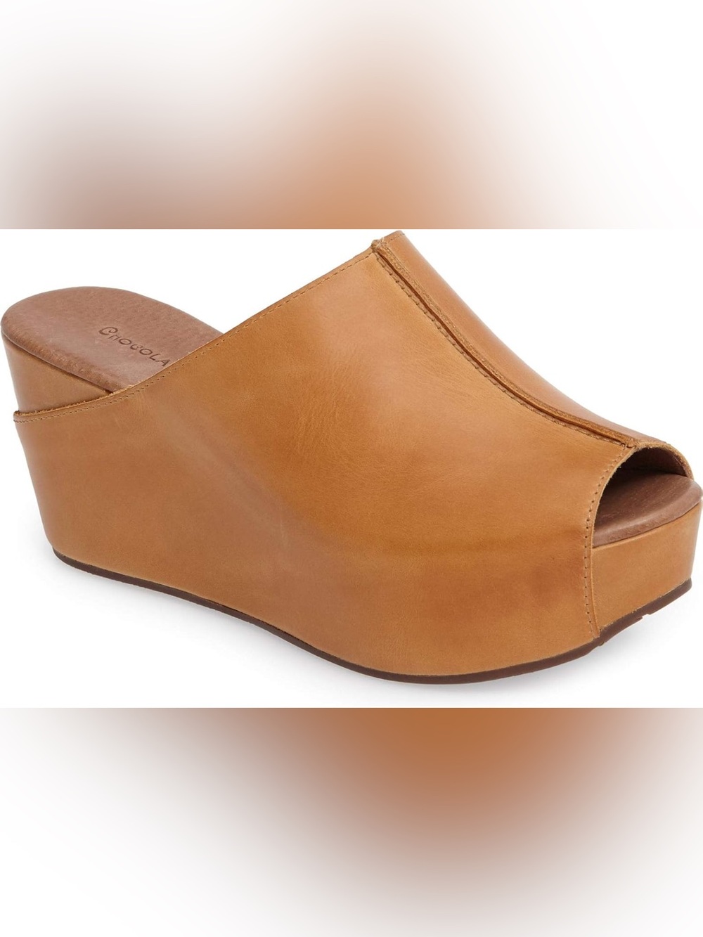 Women’s Chocolat Blu Wynn Leather Slip On Mule Size 10 Wrapped Wedge Cognac